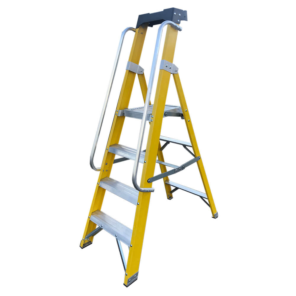 Abbey Aluminium Safety Platform Step Ladders With Handrail & Tool Tray 3-8 Tread 